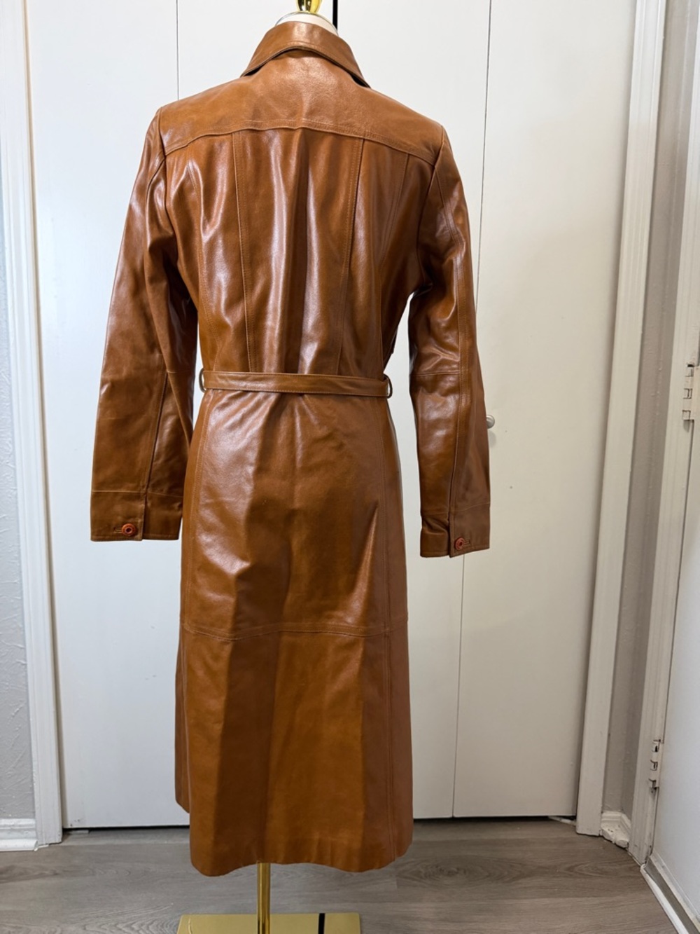 Wilsons Leather Maxima Tan Brown Leather Trench Coat - Picture 2 of 12